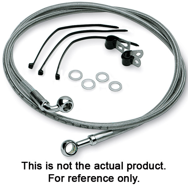 Drag Specialties +4" Extended Clear-Coated Stainless Steel Front Brake Line Kit