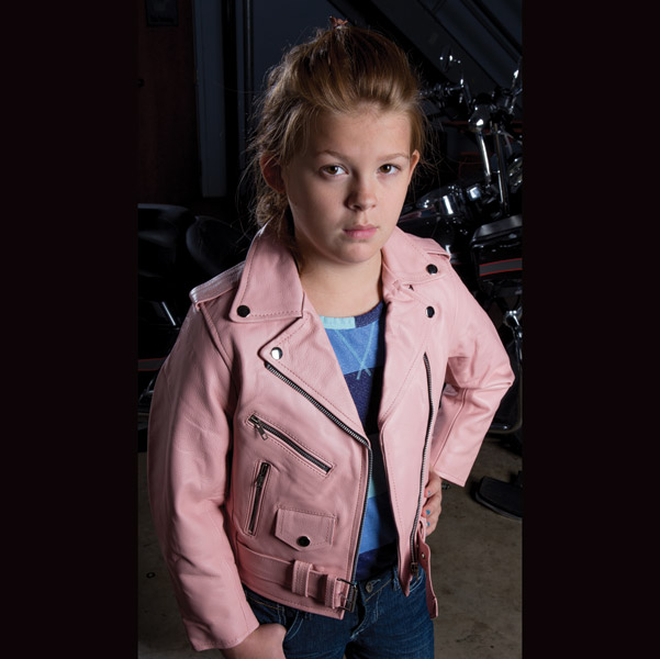 Allstate Leather Inc. Girl's Pink Cowhide Leather Motorcycle Jacket