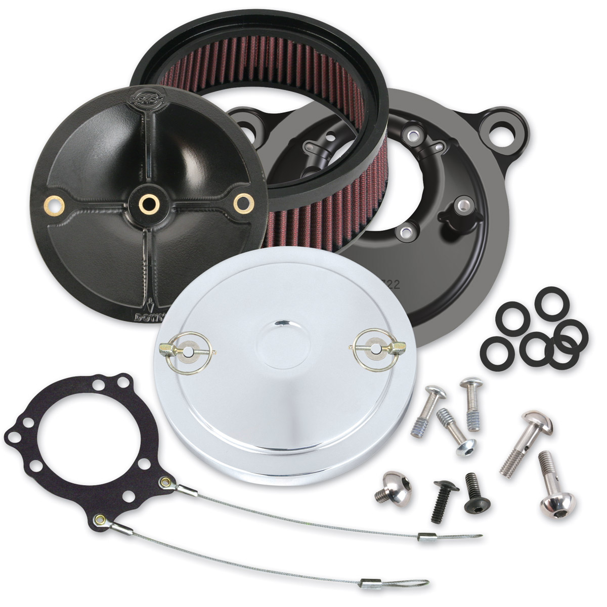 S&S Cycle Stealth Air Cleaner Kits with Chrome Muscle Cover