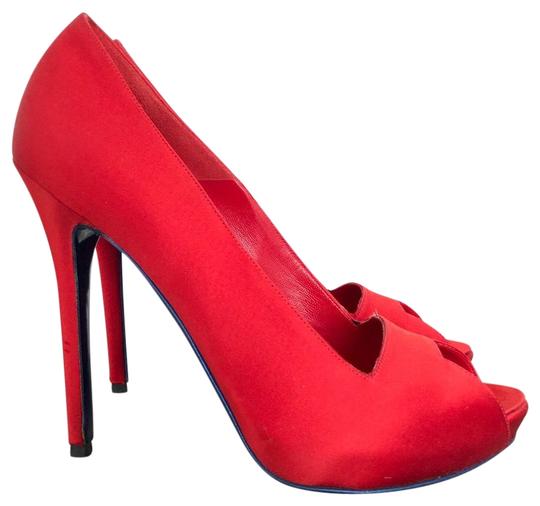 Alexander McQueen Red Satin Pumps - ezflashsale