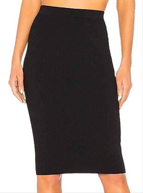 Vince Black Ribbed Pencil Skirt - ezflashsale