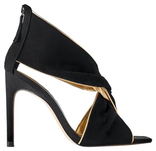 zara black and gold heels