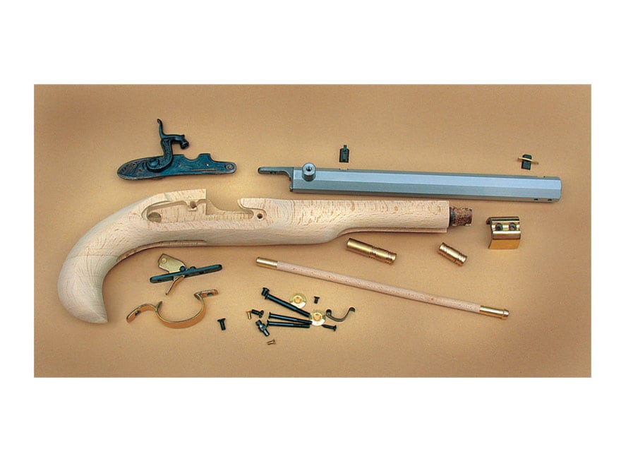 Traditions Kentucky Black Powder Pistol Unassembled Kit 50 Caliber Percussion 1 in 16" Twist 10" Barrel in the White